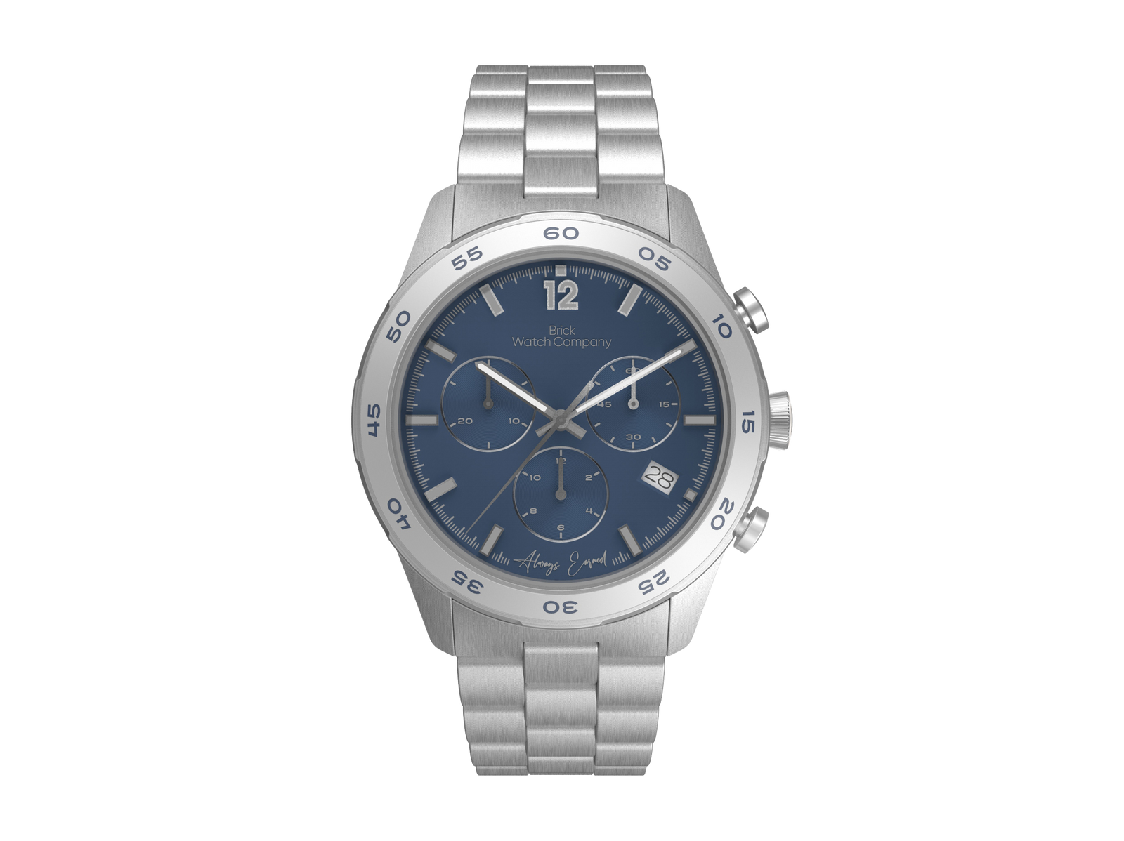 Chrono-Diver - Silver Case, Navy Dial, Gray Lumi Numbers – Brick