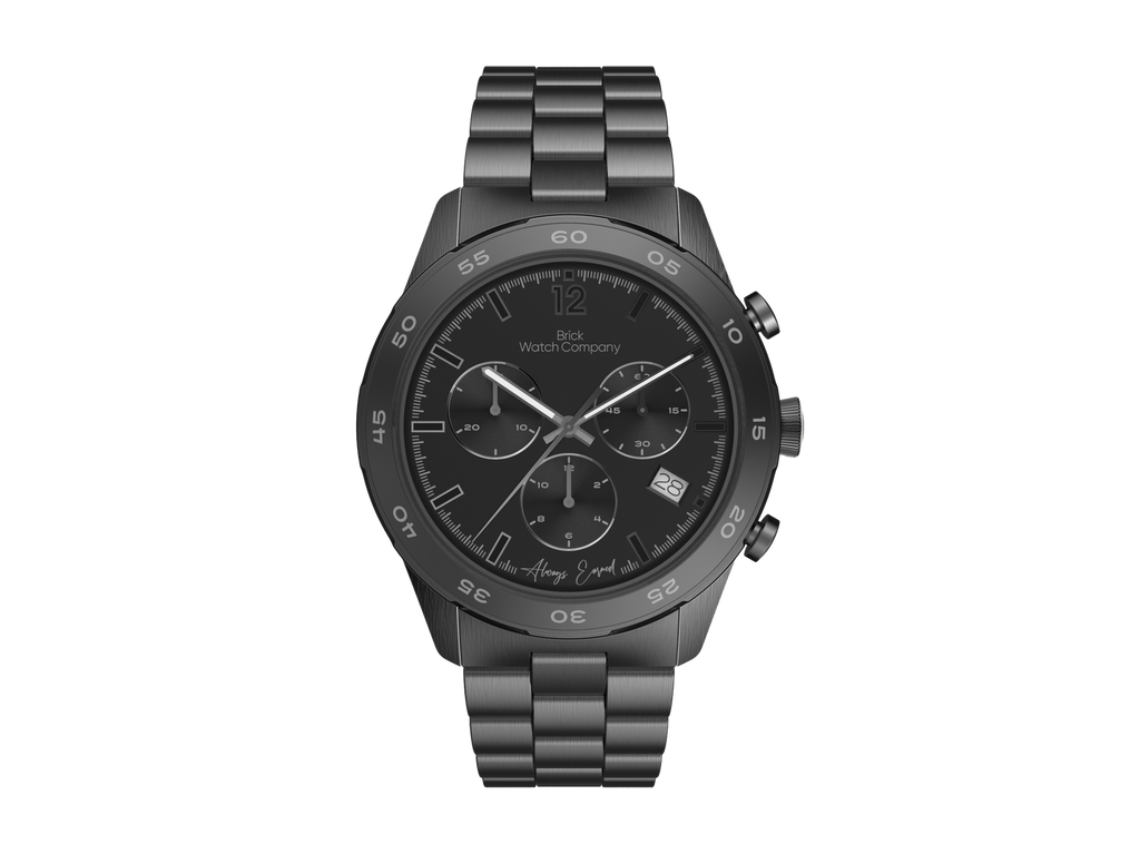 Chrono-Diver - Black Case, Black Dial, Black Numbers – Brick Watch