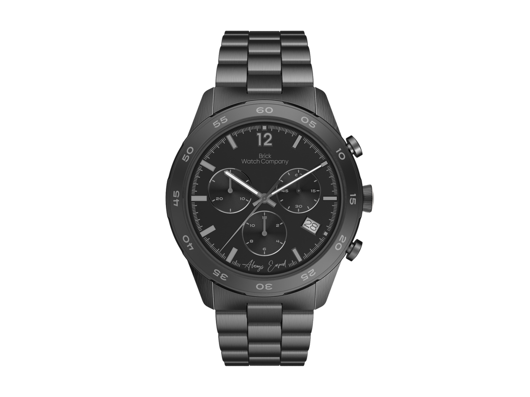 Chrono-Diver - Black Case, Black Dial, Gray Lumi Numbers – Brick