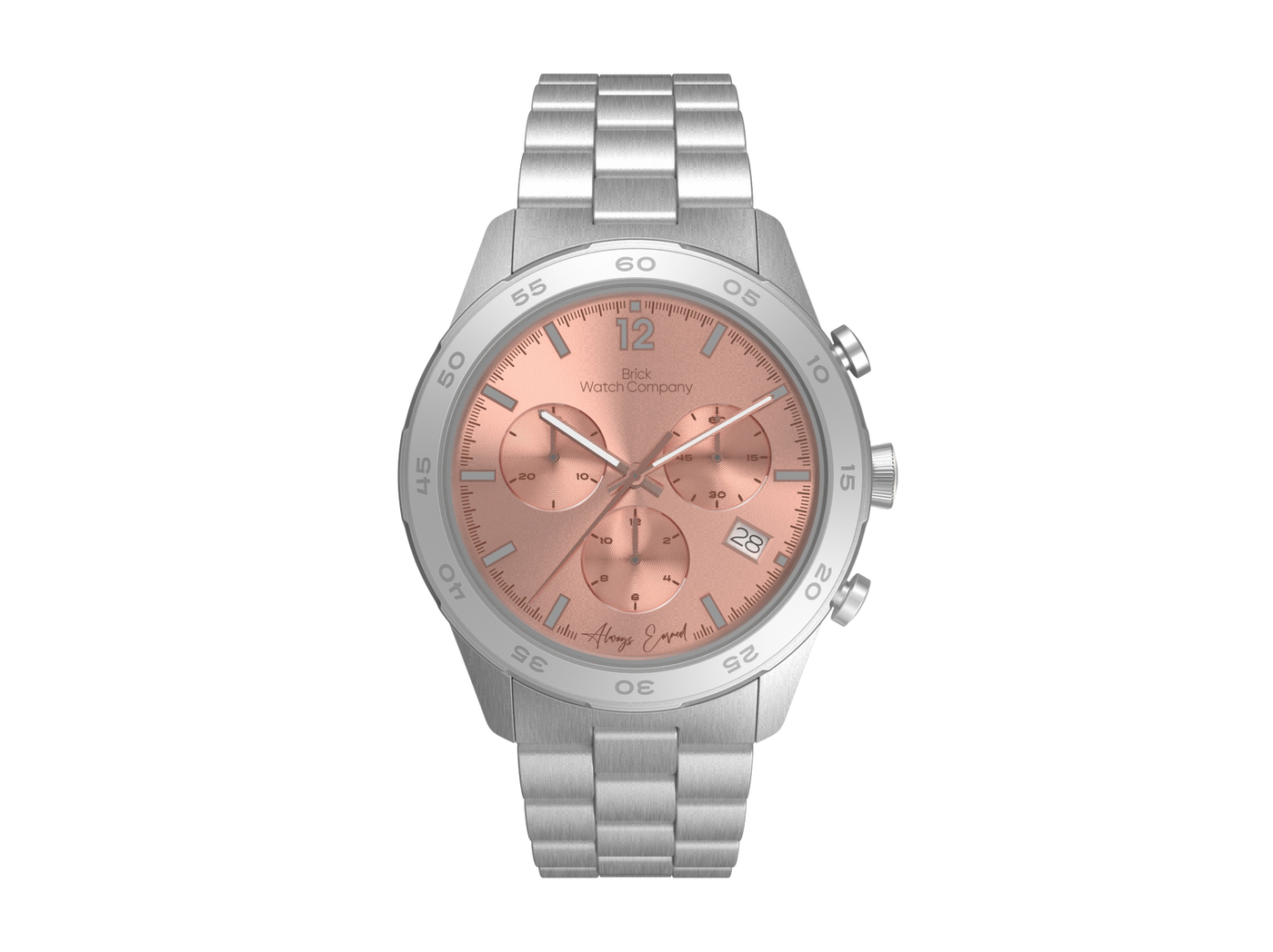Chrono-Diver - Silver Case, Rose Dial, Gray Lumi Numbers