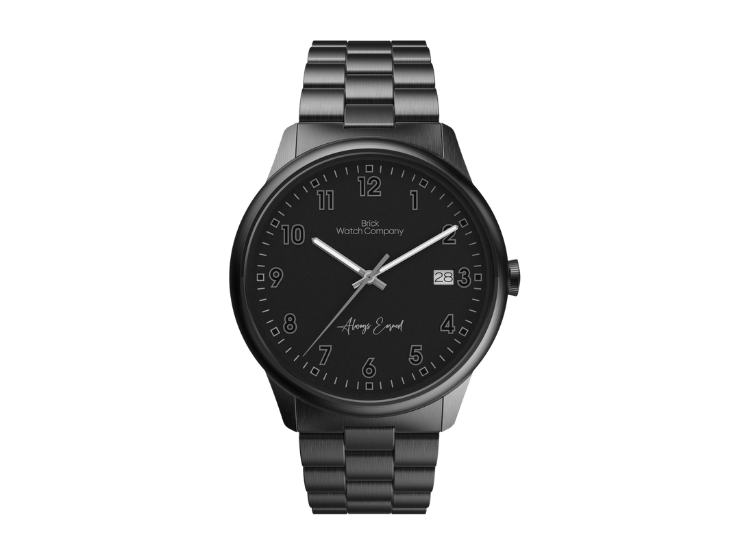 Classic - Black Case, Black Dial, Black Numbers – Brick Watch Company Classic - Black Case, Black Dial, Black Numbers – Brick Watch Company