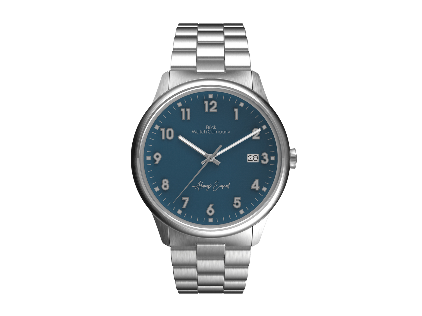 Classic - Silver Case, Navy Dial, Gray Lumi Numbers – Brick Classic - Silver Case, Navy Dial, Gray Lumi Numbers – Brick
