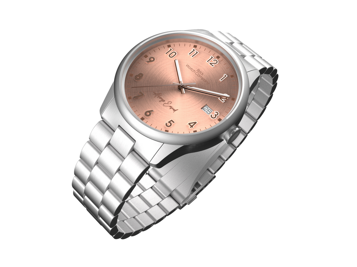 Classic - Silver Case, Rose Dial, Brown Numbers