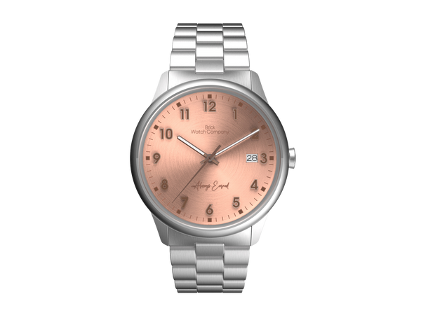 Classic - Silver Case, Rose Dial, Brown Numbers – Brick