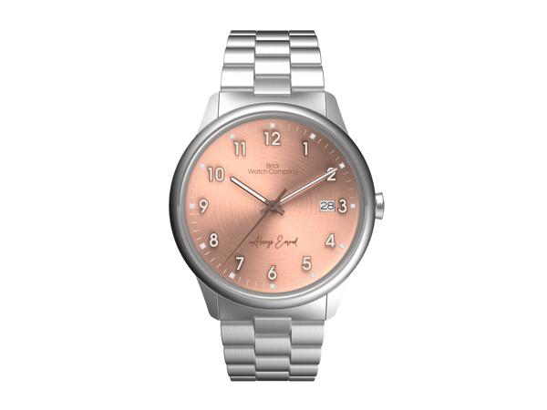 Classic - Silver Case, Rose Dial, White Lumi Numbers – Brick